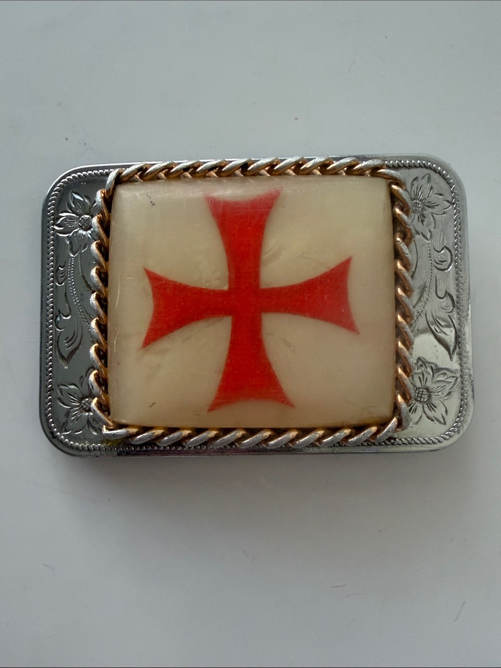 Fraternal  Masonic Knights Templar Metal Belt Buckle - Collectable Vintage